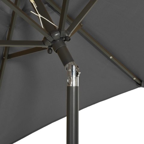  Parasol z lampkami LED, antracytowy, 200x211 cm, aluminium