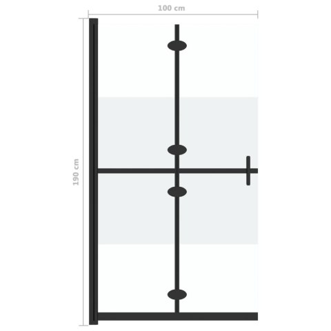  Składana ścianka prysznicowa, pół mrożone szkło ESG, 100x190 cm