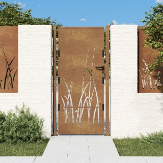  Furtka ogrodowa, 105x180 cm, stal kortenowska, motyw trawy