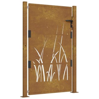  Furtka ogrodowa, 105x155 cm, stal kortenowska, motyw trawy