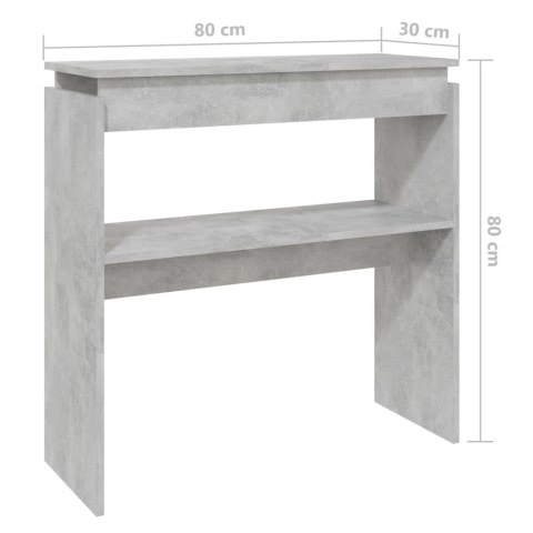  Stolik konsolowy, szarość betonu, 80x30x80 cm, płyta wiórowa