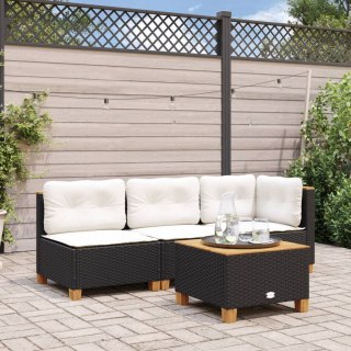  Stolik ogrodowy, czarny, 55x55x36 cm, polirattan i akacja