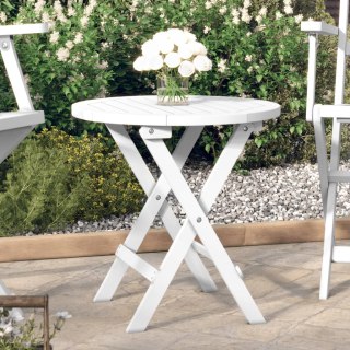  Składany stolik ogrodowy, biały, Ø 46 cm, lite drewno akacjowe