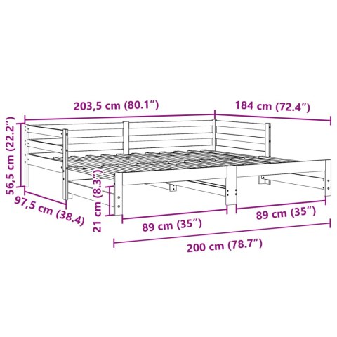  Łóżko dzienne rozsuwane, białe, 90x200 cm, lite drewno sosnowe