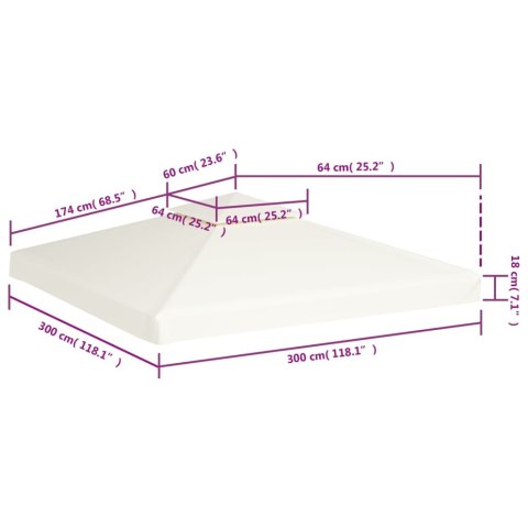  Zadaszenie altany ogrodowej, 310 g/m², kremowe, 3x3 m