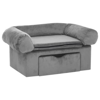  Sofa dla psa, z szufladą, szara, 75x50x38 cm, pluszowa