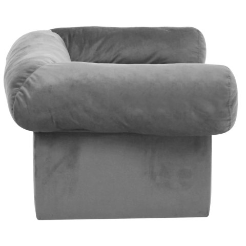  Sofa dla psa, z szufladą, szara, 75x50x38 cm, pluszowa