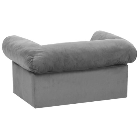  Sofa dla psa, z szufladą, szara, 75x50x38 cm, pluszowa