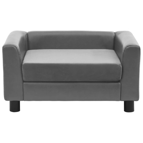  Sofa dla psa, szara, 60x43x30 cm, plusz i sztuczna skóra