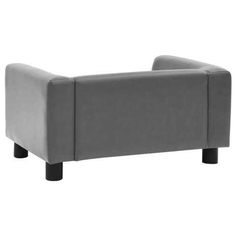  Sofa dla psa, szara, 60x43x30 cm, plusz i sztuczna skóra