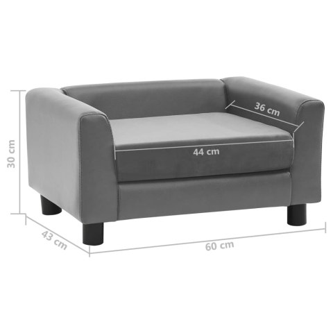  Sofa dla psa, szara, 60x43x30 cm, plusz i sztuczna skóra