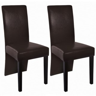 Krzesła jadalniane, 2 szt., ciemnobrązowe, sztuczna skóra