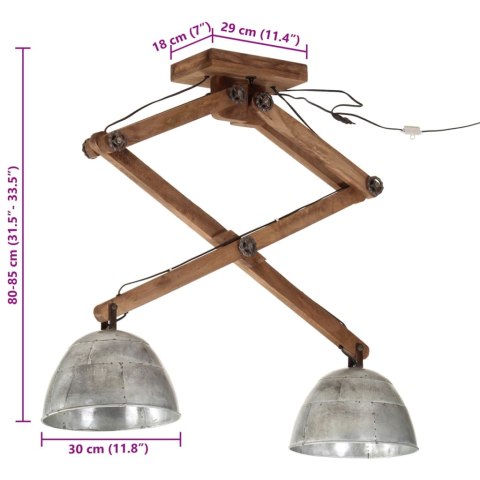  Lampa sufitowa 25 W, srebro vintage, 29x18x85 cm, E27