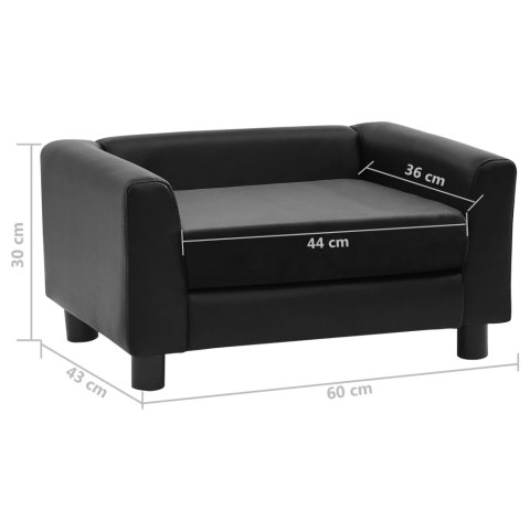  Sofa dla psa, czarna, 60x43x30 cm, plusz i sztuczna skóra