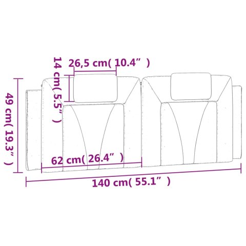  Poduszka na wezgłowie, czarna, 140 cm, sztuczna skóra