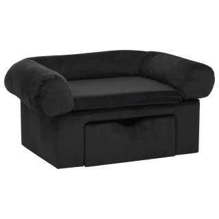  Sofa dla psa, z szufladą, czarna, 75x50x38 cm, pluszowa