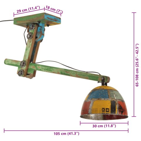  Lampa sufitowa 25 W, wielokolorowa, 105x30x65-108 cm, E27