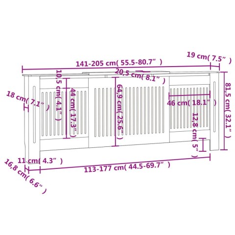  Osłona na kaloryfer, MDF, 205 cm