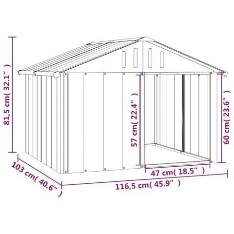  Buda dla psa, szara, 116,5x103x81,5 cm, stal