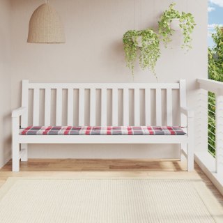  Poduszka na ławkę ogrodową, czerwona krata 200x50x3 cm, tkanina