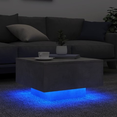  Stolik kawowy z podświetleniem LED, szarość betonu, 55x55x31 cm