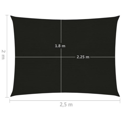  Żagiel przeciwsłoneczny, 160 g/m², czarny, 2x2,5 m, HDPE