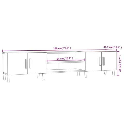 VidaXL Szafka pod TV, czarna, 180x31,5x40 cm, materiał drewnopochodny