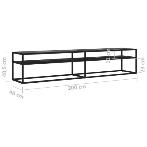 VidaXL Szafka pod TV, czarny marmur, 200x40x40,5 cm, szkło hartowane