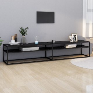 VidaXL Szafka pod TV, czarny marmur, 220x40x40,5 cm, szkło hartowane