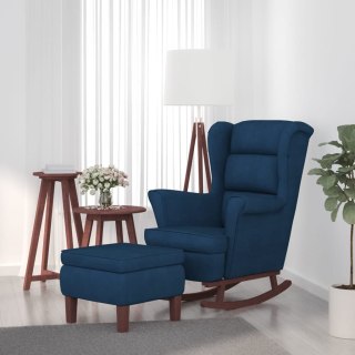  Fotel bujany na drewnianych nogach, z podnóżkiem, niebieski