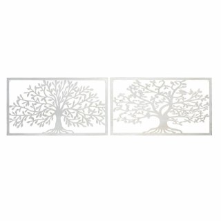 Dekoracja ścienna DKD Home Decor 84,5 x 1 x 49 cm Drzewo Biały Cottage (2 Sztuk)