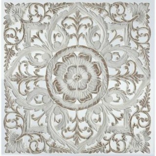 Dekoracja ścienna DKD Home Decor Biały Mandala Drewno MDF (60 x 2 x 60 cm)