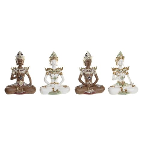 Figurka Dekoracyjna DKD Home Decor 20,5 x 10,5 x 28,5 cm Brązowy Budda Biały Orientalny (4 Części)