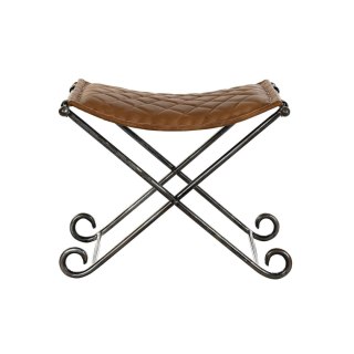 Foot-of-bed Bench DKD Home Decor Czarny Metal Brązowy Skóra (53 x 45 x 44 cm)