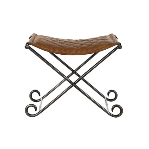 Foot-of-bed Bench DKD Home Decor Czarny Metal Brązowy Skóra (53 x 45 x 44 cm)