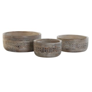 Dekoracja na Stół DKD Home Decor Biały Naturalny Indianin 30,5 x 30,5 x 12,7 cm (3 Części)