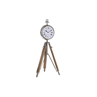 Stolné hodiny DKD Home Decor 22 x 40 x 80 cm Naturalny Srebrzysty Aluminium Tripod Drewno mango Tradycyjny