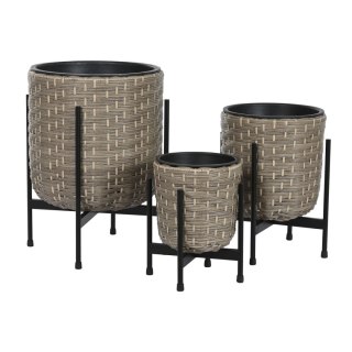 Zestaw doniczek Home ESPRIT Metal polipropylen Rattan 39 x 39 x 49 cm