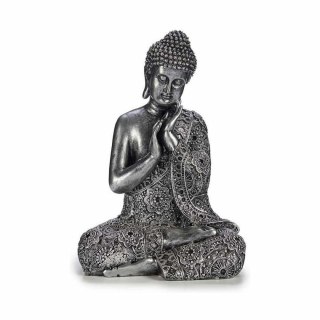 Figurka Dekoracyjna Budda Na siedząco Srebrzysty 22 x 33 x 18 cm (4 Sztuk)