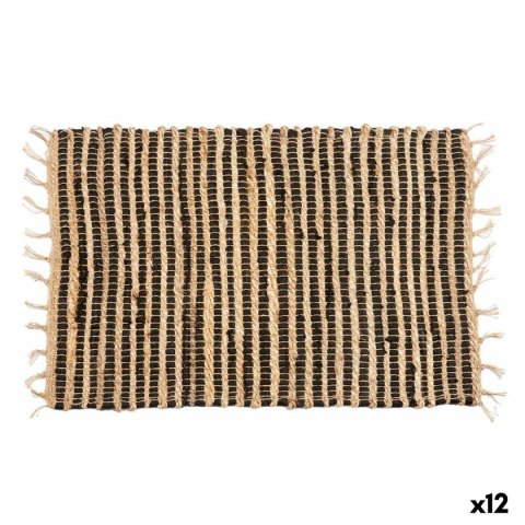 Dywan Czarny Naturalny Paski 60 x 1 x 90 cm (12 Sztuk)