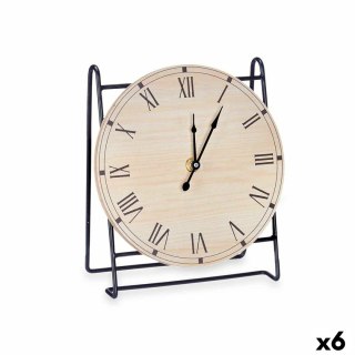 Stolné hodiny Czarny Metal Drewno MDF 19 x 21 x 9 cm (6 Sztuk)