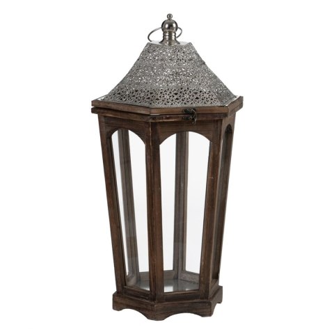 Lampa 32 x 28 x 60 cm Świeczniki Brązowy Srebro Drewno świerkowe (2 Sztuk)