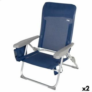 Fotel plażowy Aktive Slim Składany Granatowy 47 x 87 x 58 cm (2 Sztuk)