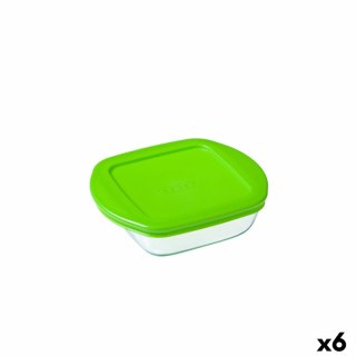 Kwadratowe pudełko na lunch z pokrywką Pyrex Cook & Store Kolor Zielony 1 L 20 x 17 x 5,5 cm Silikon Szkło (6 Sztuk)