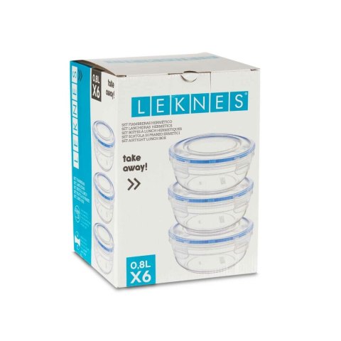 Set Pojemników na Lunch Hermetyczny Niebieski Przezroczysty Plastikowy 800 ml 15,5 x 7,5 x 15,5 cm (8 Sztuk)