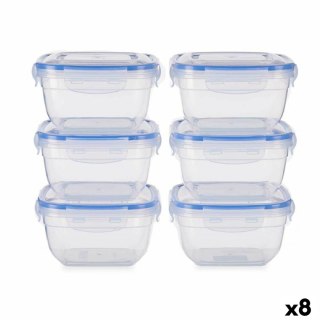 Set Pojemników na Lunch Hermetyczny Niebieski Przezroczysty Plastikowy 900 ml 14,5 x 8,5 x 14,5 cm (8 Sztuk)