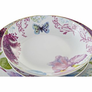 Zestaw Obiadowy DKD Home Decor Niebieski Biały Kolor Zielony Różowy Porcelana Motyl 18 Części