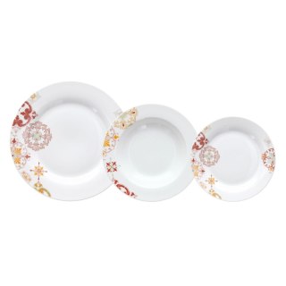 Naczynia 18 Części Porcelana Bordeaux 1 cm Musztarda