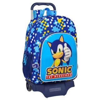 Torba szkolna z kółkami Sonic Speed Niebieski 33 x 42 x 14 cm