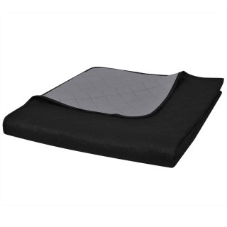  Dwustronna pikowana narzuta na łóżko, czarno-szara, 170x210 cm